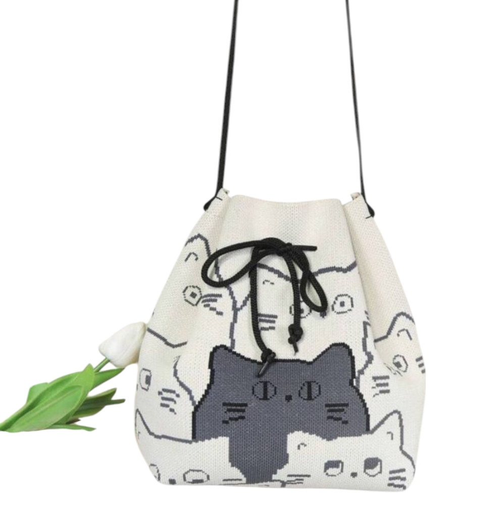 Cat Print Drawstring Bag - Picture 4 of 6